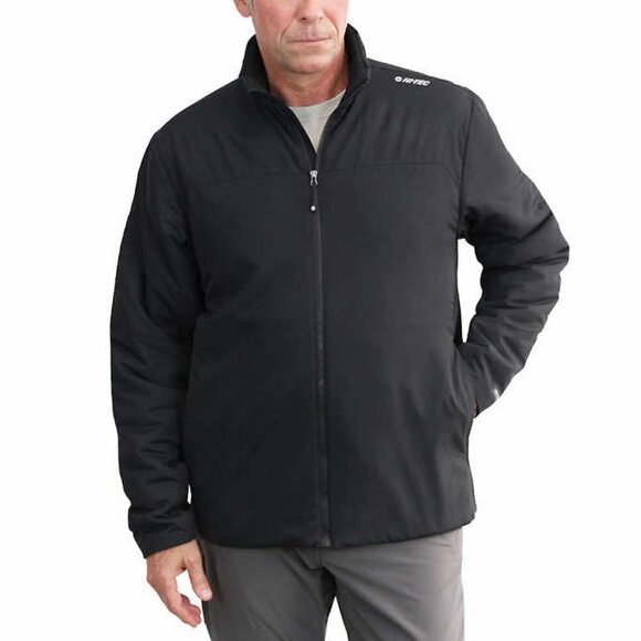 Hi-Tec Dri Tec Men’s Jacket New Puffer Full zip Coat Large Black - Picture 1 of 15